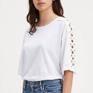 🚣‍♀️🐠Levi’s Made & Crafted BOXY CROCHET TEE white medium